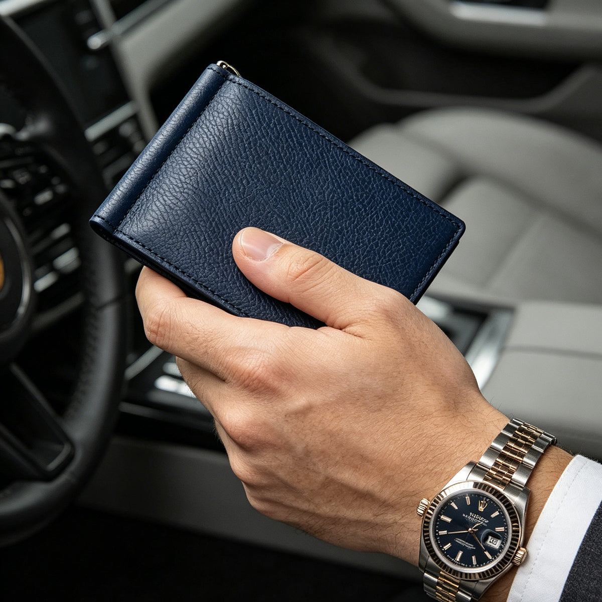 leather money clip wallet