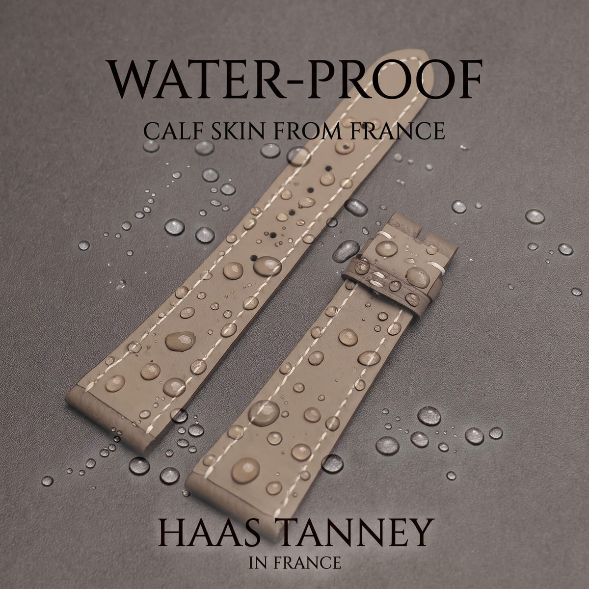 Waterproof French Haas Zermatt calfskin watch strap lining showing water resistance properties