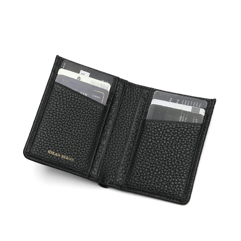 pebble leather men wallet black