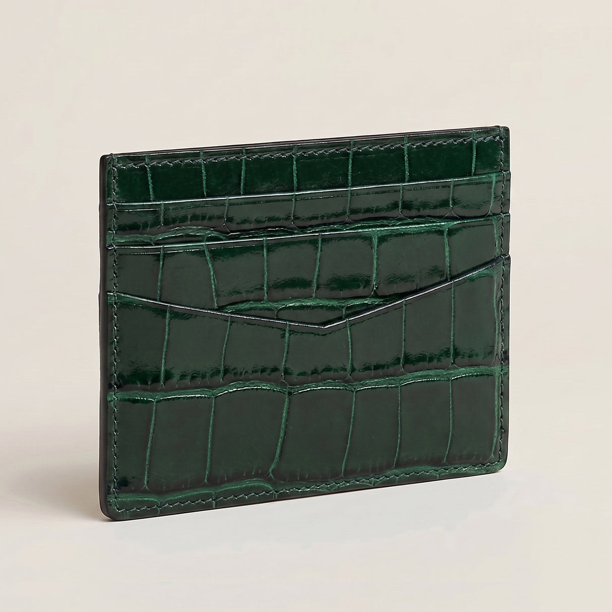 Green crocodile-patterned cardholder