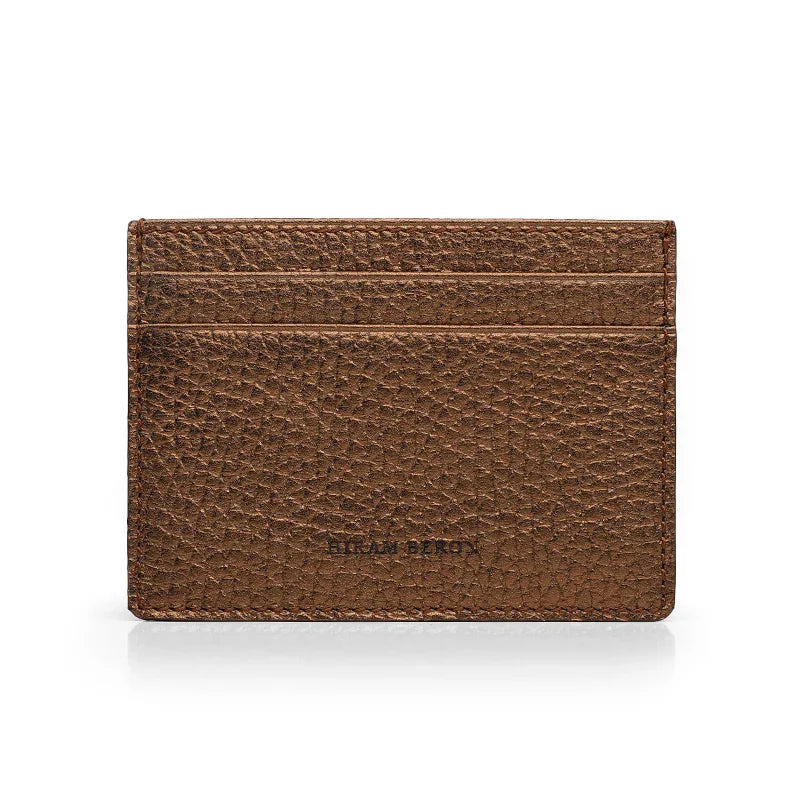 Trim Bronzo leather cardholder with 'HIRAM BERON' branding on a white background