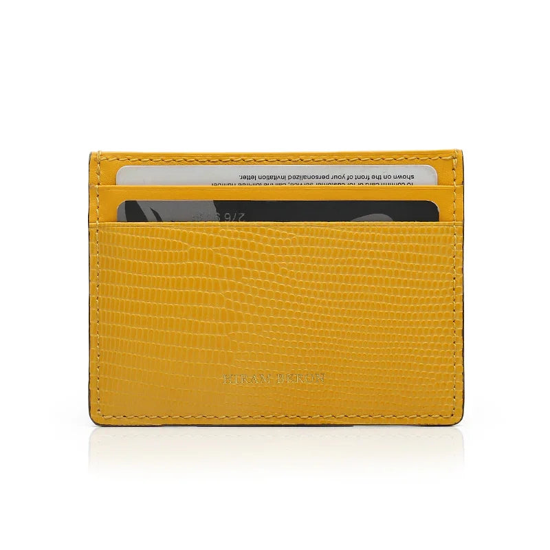 Yellow cardholder with card slots on a white background
