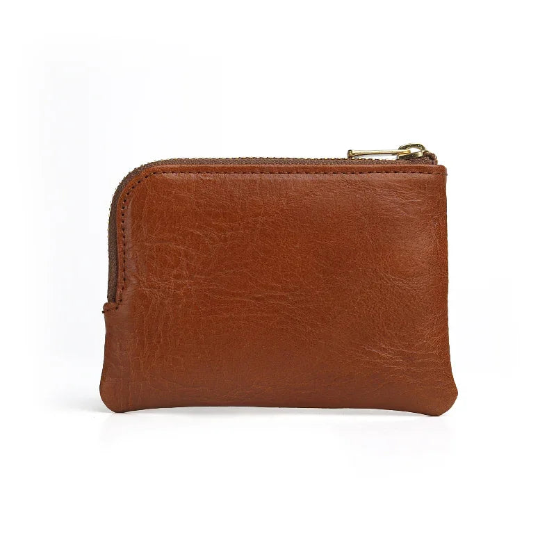 the back of the brown vegetable tanned leather coin case