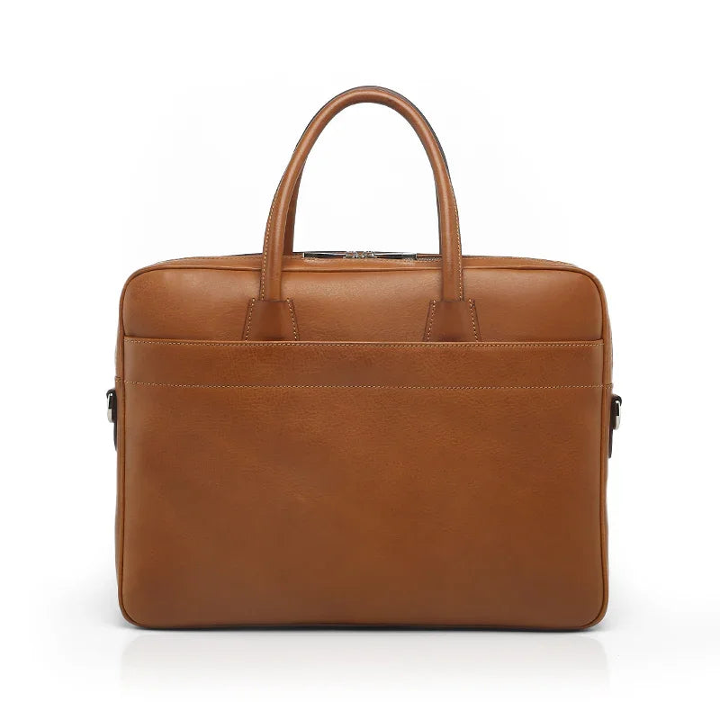 the back of the Italian Veg-Tanned Leather Briefcase