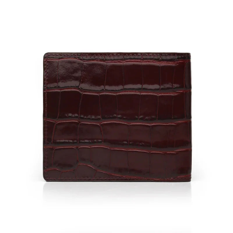 back view for burgundy bifold wallet