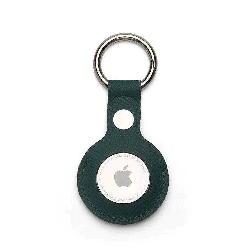 Dark green epsom leather Apple AirTag keychain wholesale