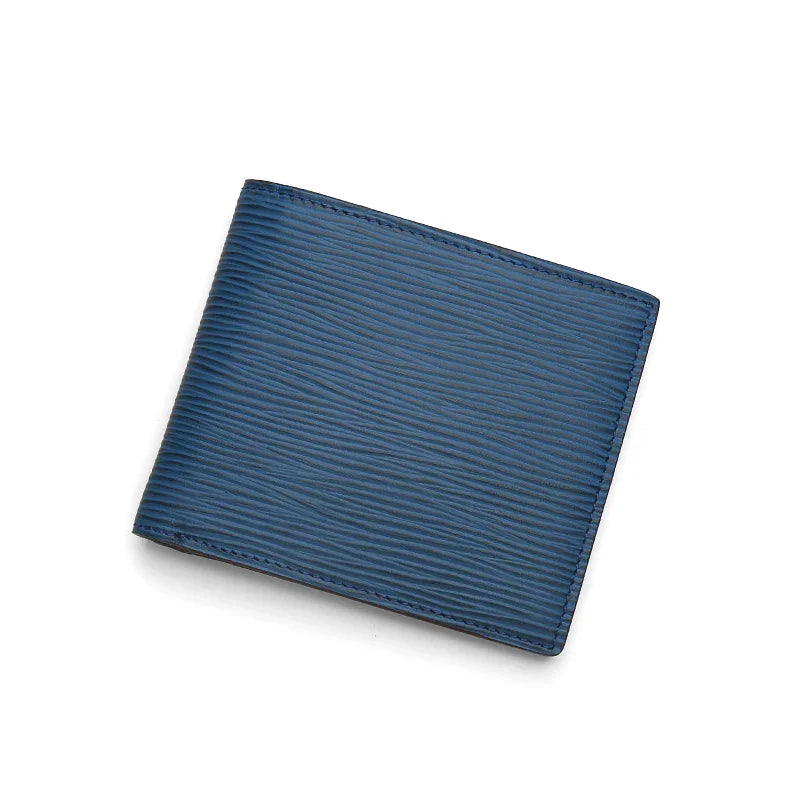 Blue wave pattern men wallet on a white background