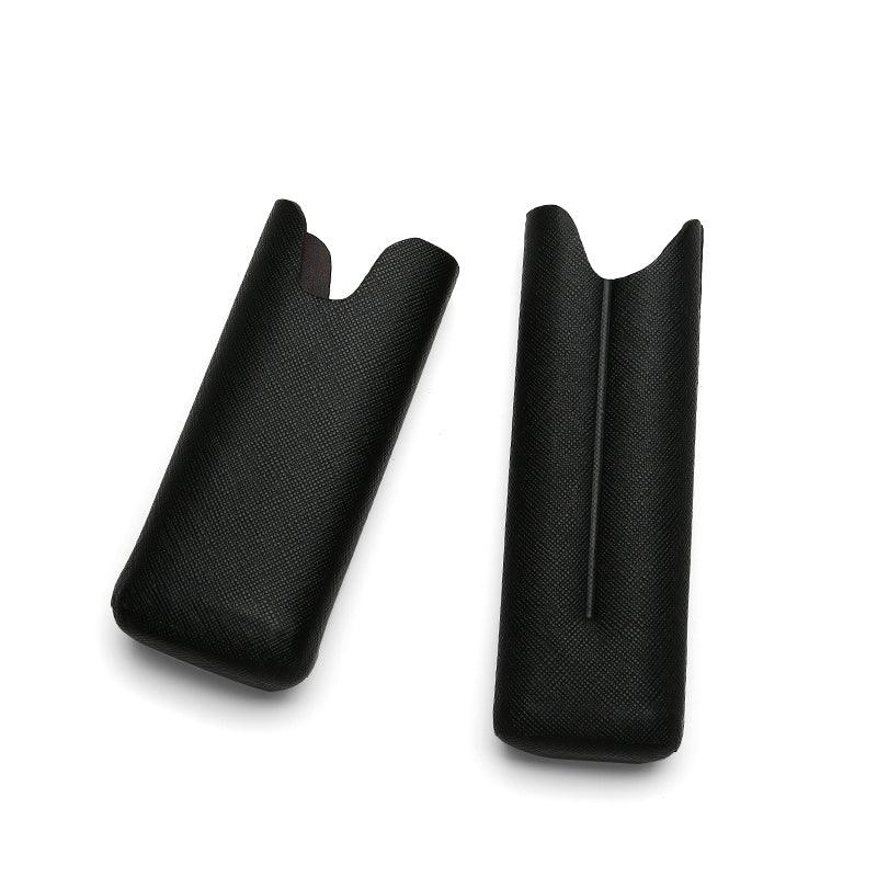 Black textured leather pen case, sleek design for luxury stationery storage