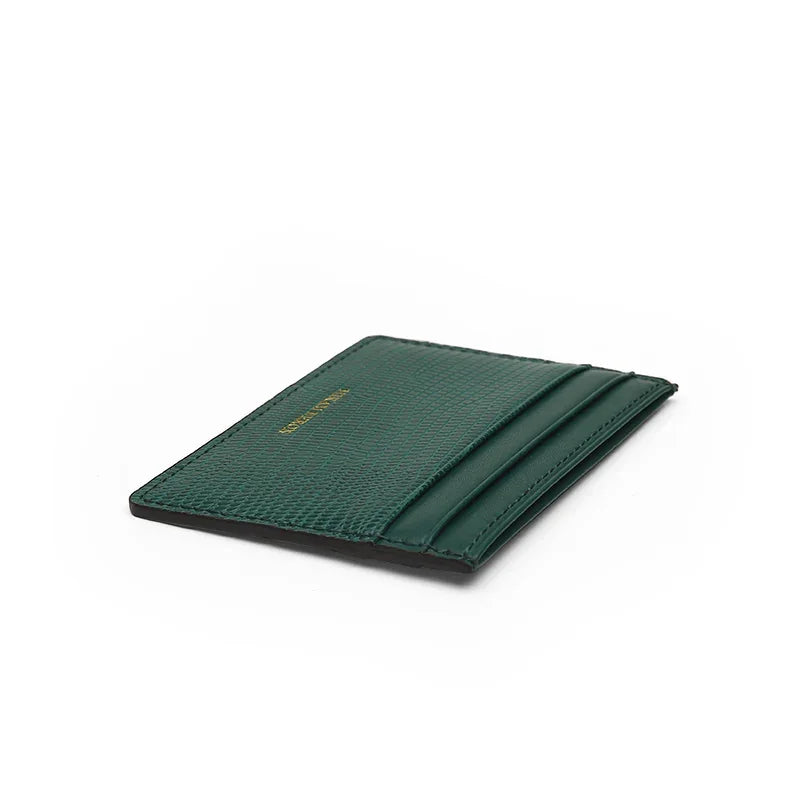 close-up of the edge of the green card holder