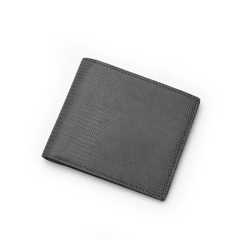 Gray lizard pattern wallet on a white background