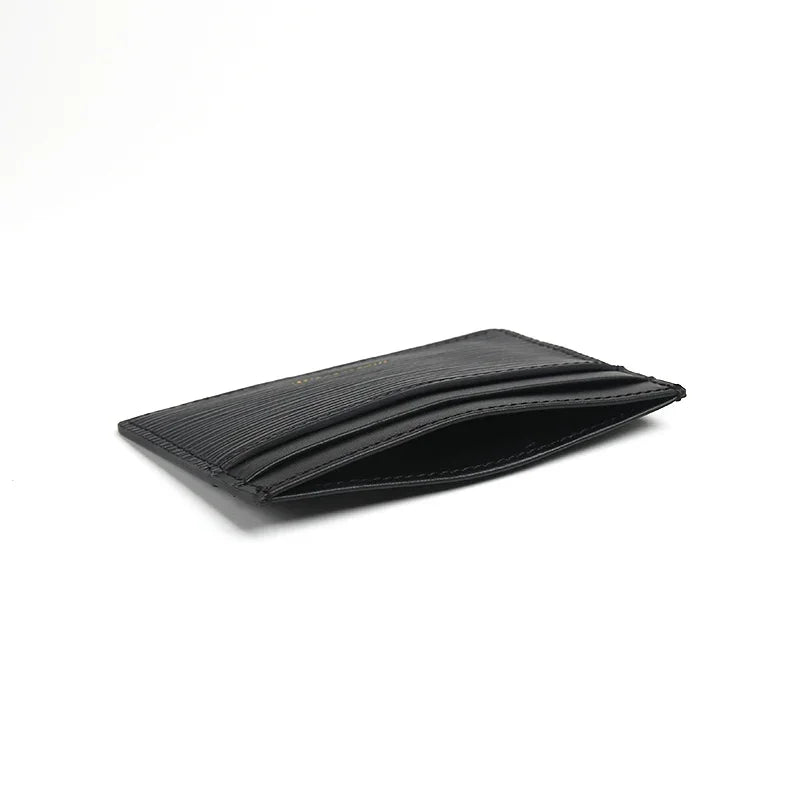 close-up of the top pocket of black card holder