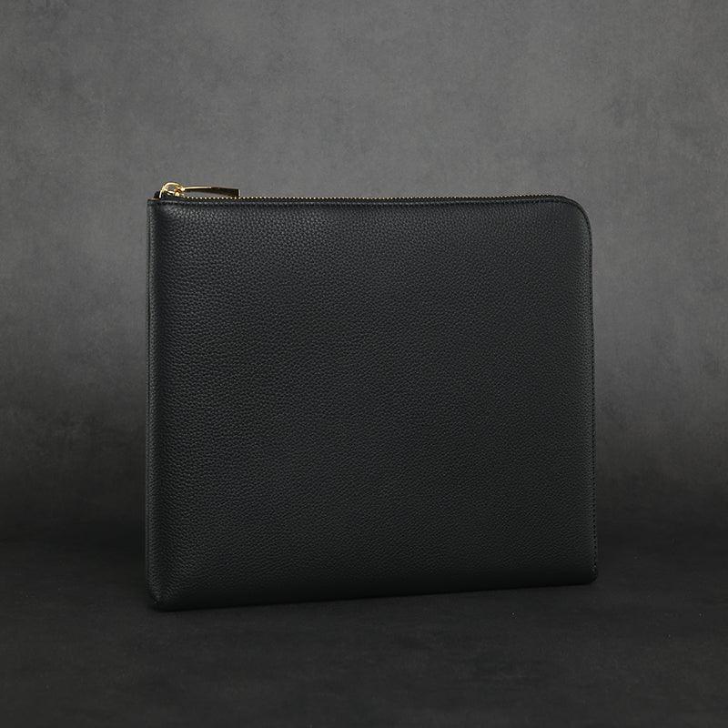 Zipper Clutch Bag - Top Grain Pebble Pattern Cow Leather from China