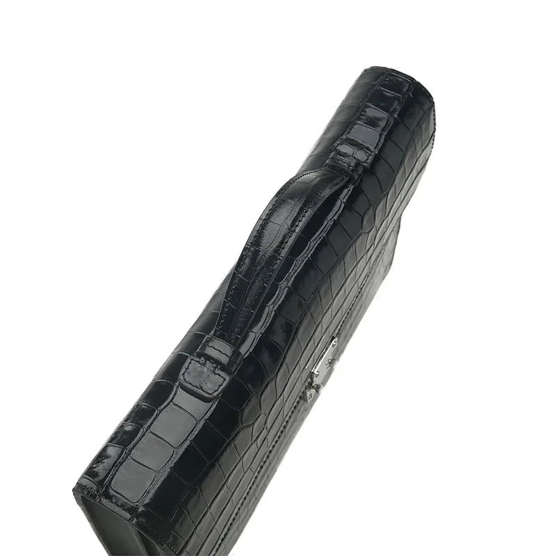 the close-up of the top handle for leather business folios