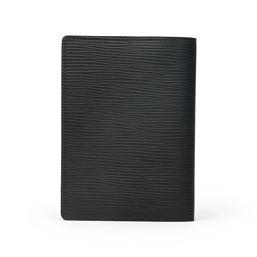 back view of the black EPI leather passport holder
