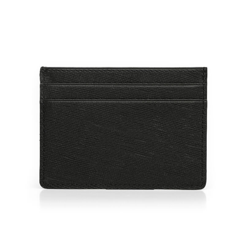 back view of Italian saffiano leather card case for private label branding, HIRAM BERON leather atelier..