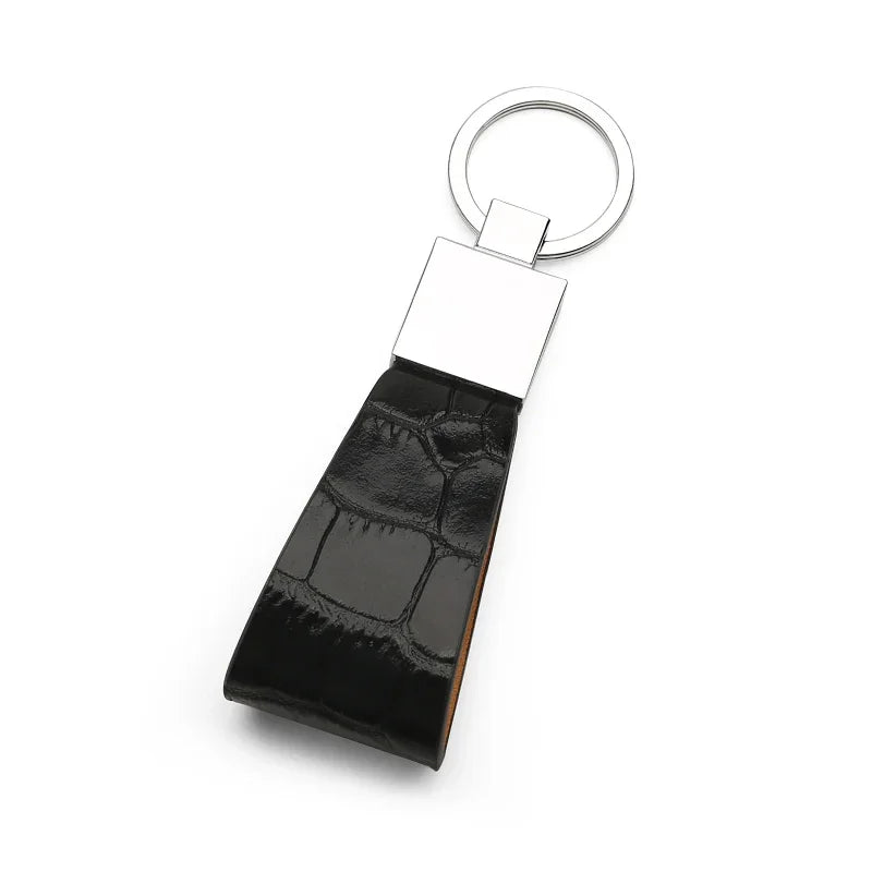 Key Fob with Leather Strap - Italian Calfskin with Crocodile Pattern