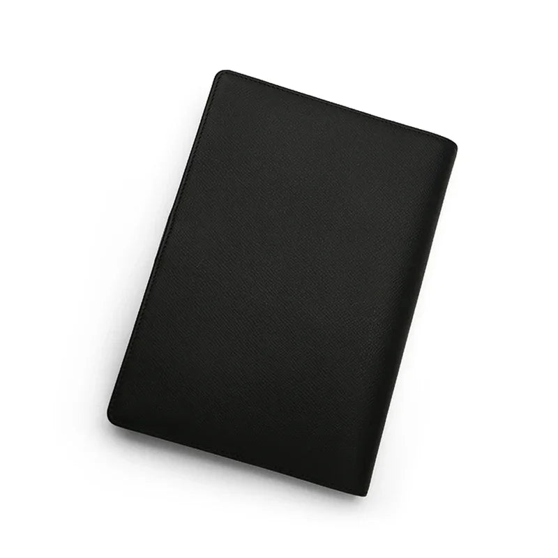 The back of the black epsom leather notebook cover