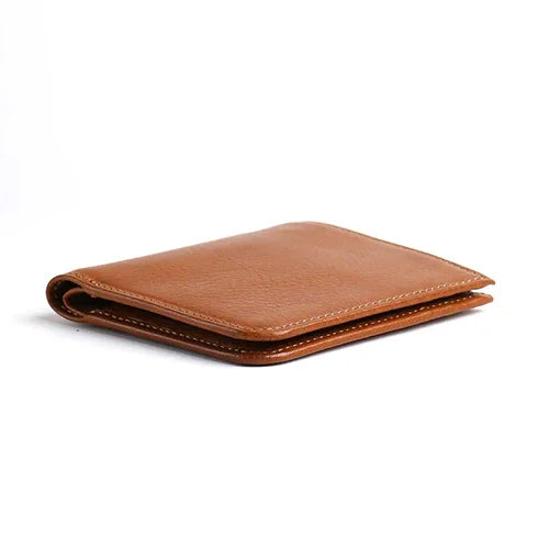 Brown leather wallet on a white background