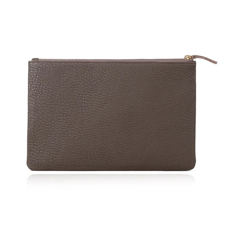 Zipper Cluth Bag - Top Grain Pebble Pattern Cow Leather from China