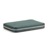detail of zipper for the green leather passport wallet