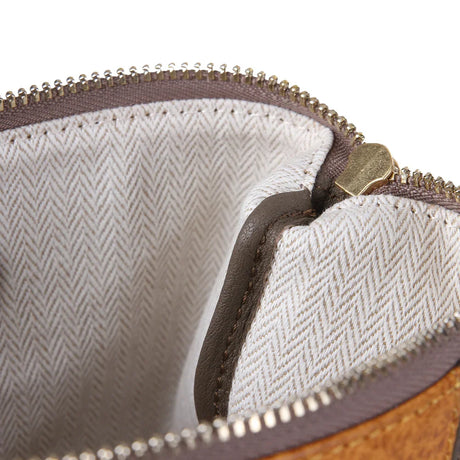 Zipper Cluth Bag - Top Grain Pebble Pattern Cow Leather from China