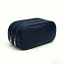 navy blue pebble leather travel toiletry bag