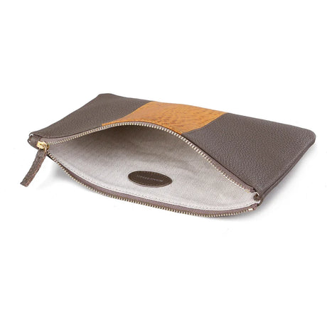 Zipper Cluth Bag - Top Grain Pebble Pattern Cow Leather from China