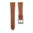 Custom OEM 1.8mm flat brown Italian leather watch strap pair showing stitch details and optional pin buckle fitment