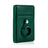green buttero leather airtag wallet with a white background
