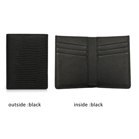 Black leather wallet shown from two angles on a white background