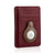 Burgundy leather cardholder with AirTag holder, premium wallet accessory for secure tracking