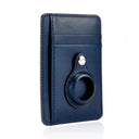 navy blue leather airtag wallet