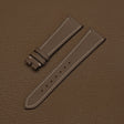 Pair of Etoupe French Epsom grain watch bands showing 115mm by 75mm tailored dimensions