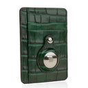 Slim Green Embossed Crocodile Pattern Card Wallet RFID Blocking with white background