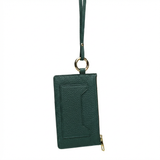 Card Holder with Strap - Top Grain Pebble Pattern Cow Leather