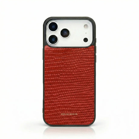 red lizard pattern iphone case with white background