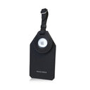 Black pebble leather airtag luggage tag on a white background