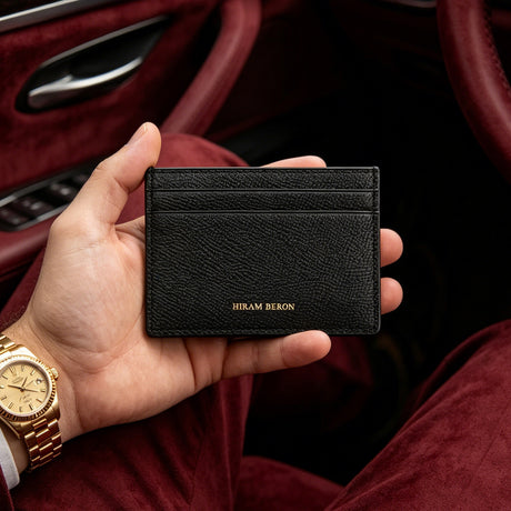 black epsom leather slim card wallet