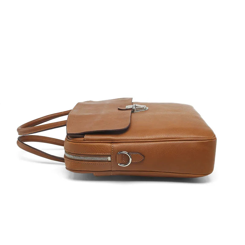 the detail of the edge part for Italian Veg-Tanned Leather Briefcase laptop bag