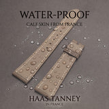 Waterproof French Haas Zermatt calfskin watch strap lining showing water resistance properties