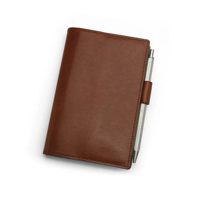 full grain brown vegetable tanned leather notebook cover