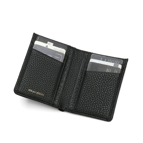 pebble leather men wallet black