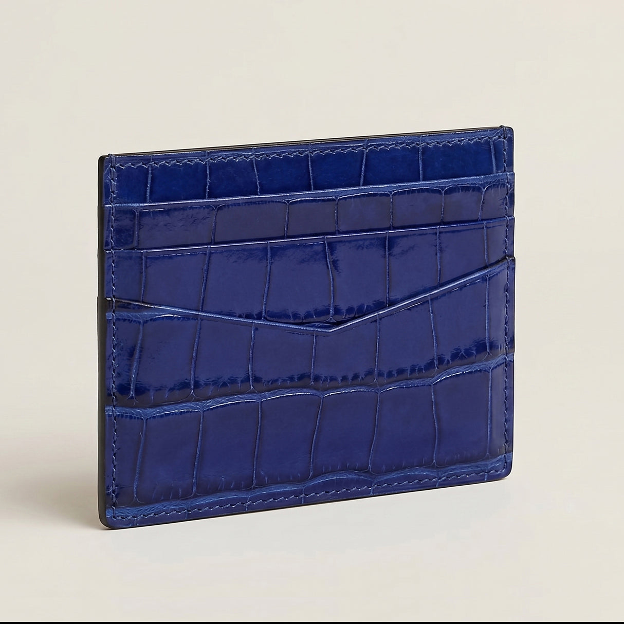 Blue crocodile-patterned cardholder 