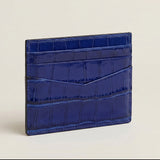 Blue crocodile-patterned cardholder 