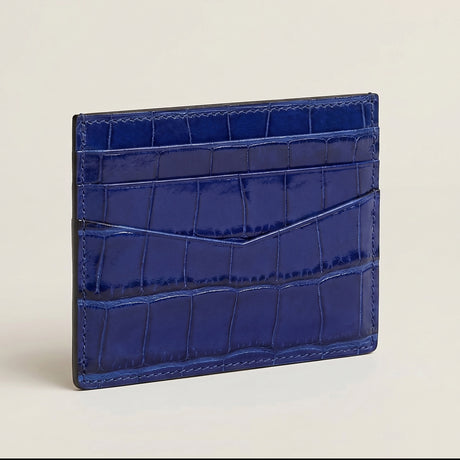 Blue crocodile-patterned cardholder 