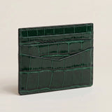 Green crocodile-patterned cardholder