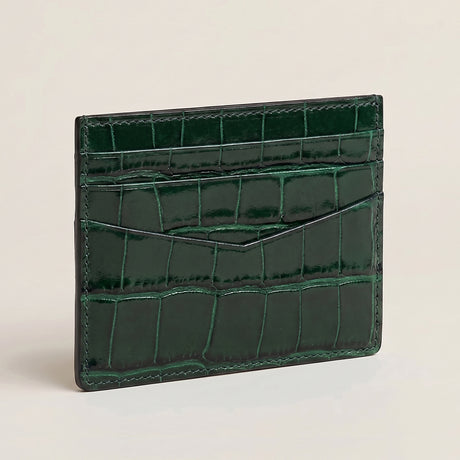 Green crocodile-patterned cardholder