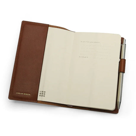 the inside look for the brown vegetable tanned leather journal cover