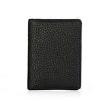 Black pebble leather card wallet on a white background