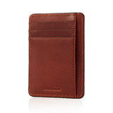 back of the airtag wallet with brand name HIRAM BERON blind embossing at the bottom